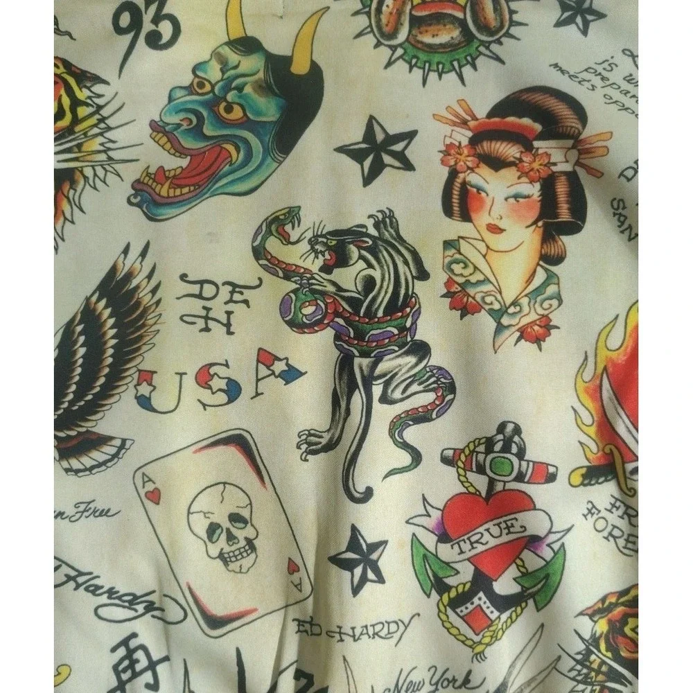 Ed Hardy Shrunken Flashboard Multi‎ Junior Track Jacket Tattoo Flash Size Small